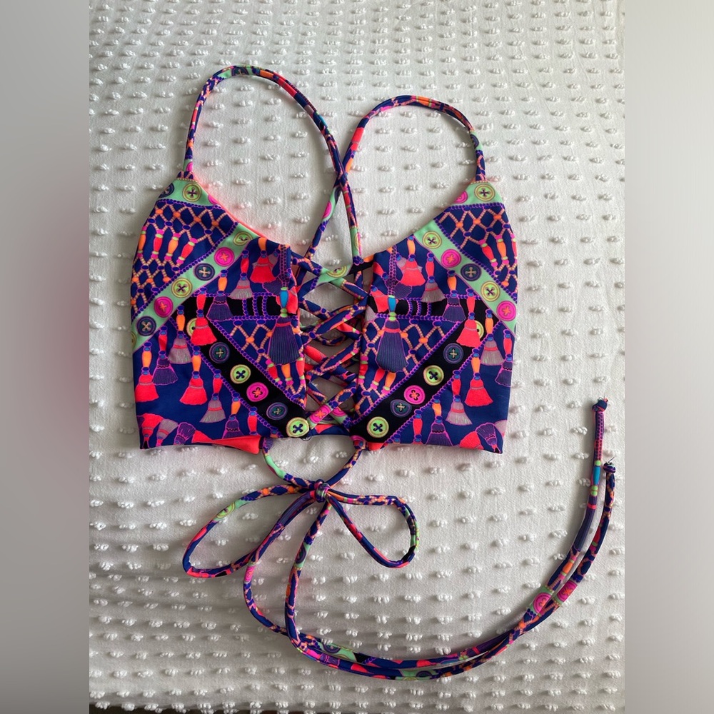 Mara Hoffman Lace Up Swimsuit Top